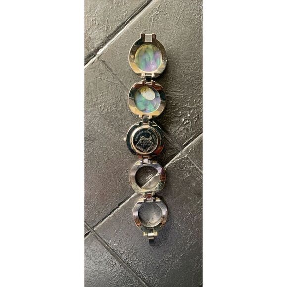 Geneva Circular bracelet watch, Multicolor cabochons, Signed - Picture 5 of 7